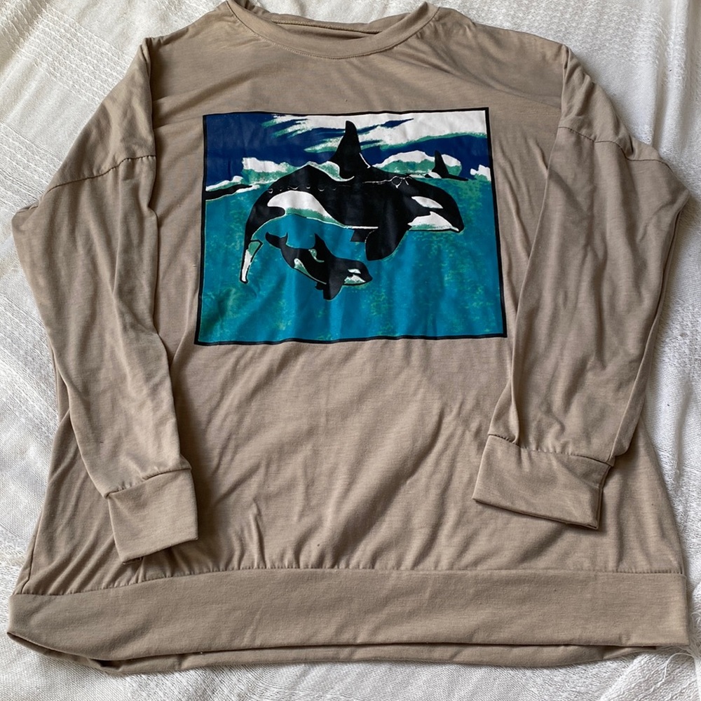 Orca Graphic Oversized Long Sleeve Shirt
